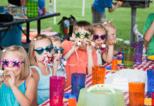 kids at birthday party with sunglasses