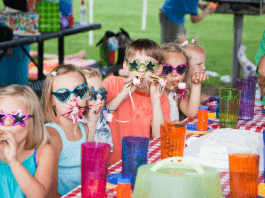 kids at birthday party with sunglasses