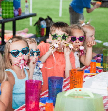 kids at birthday party with sunglasses