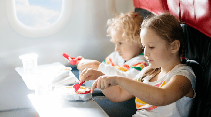 kids on airplane