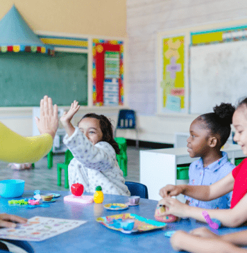 parent at school with kids