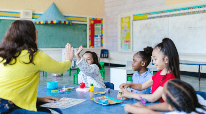 parent at school with kids